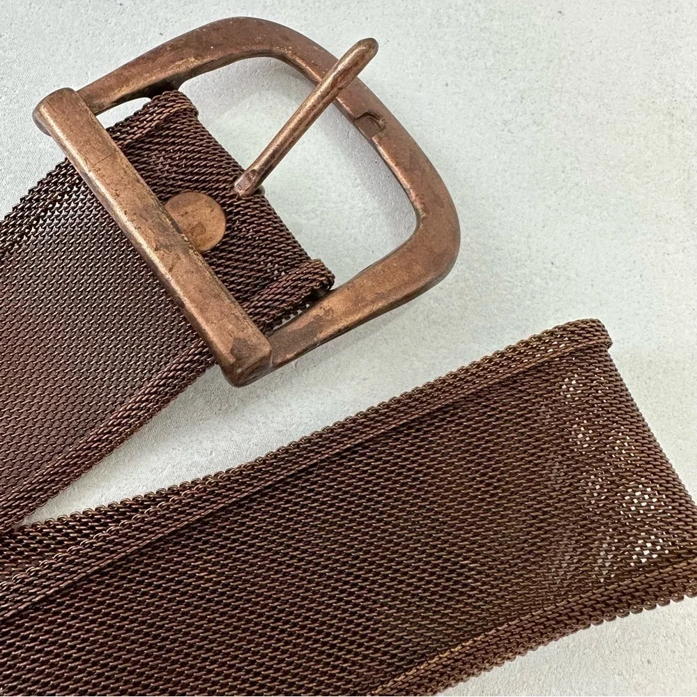 Belt Cooper Tone Metal Mesh Steampunk Grommet Belt  36 unisex grunge costume